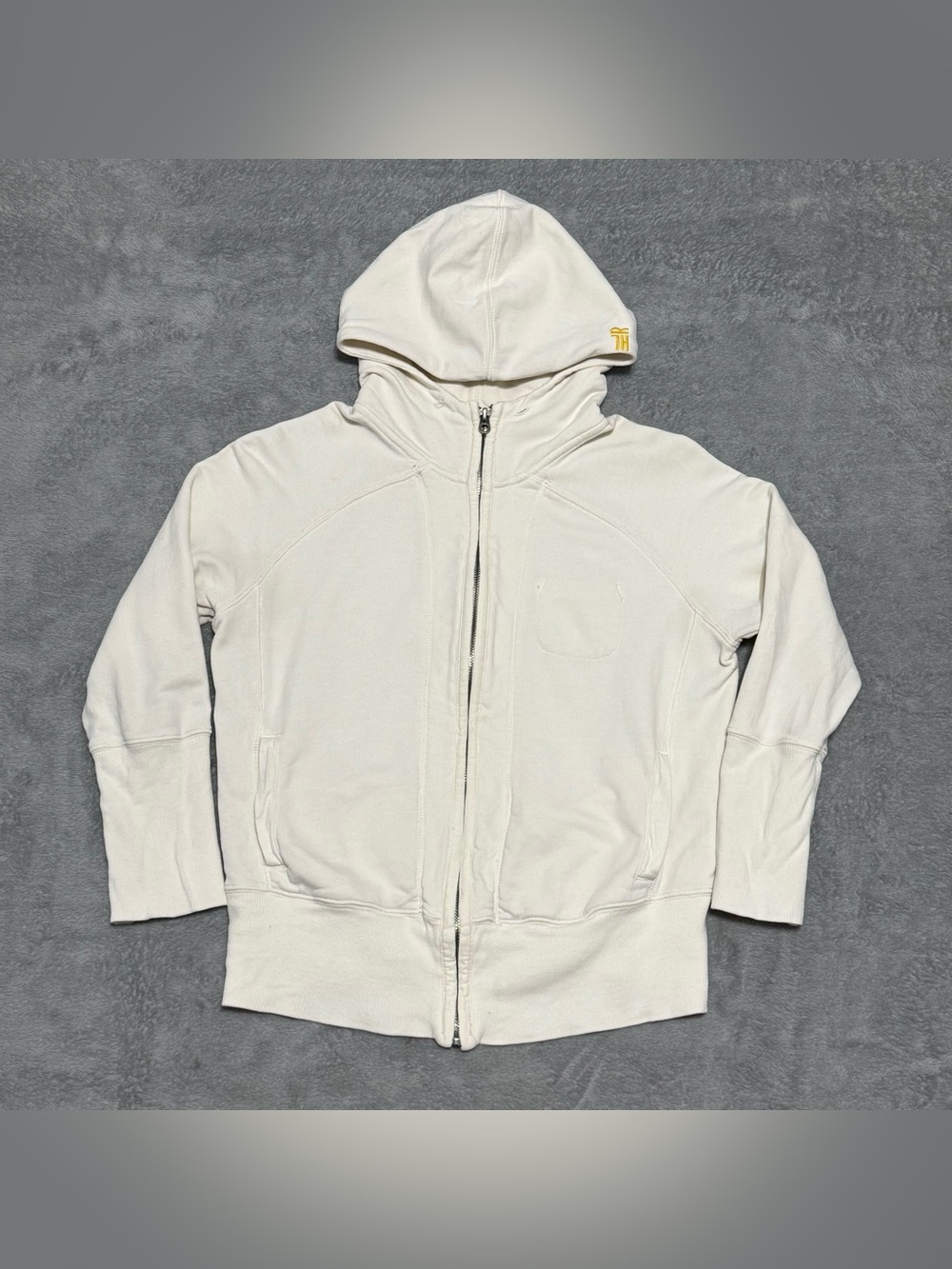 Ruehl No.925 Womens L Full Zip Hoodie White Stretch Light Sweatshirt Casual Y2K
